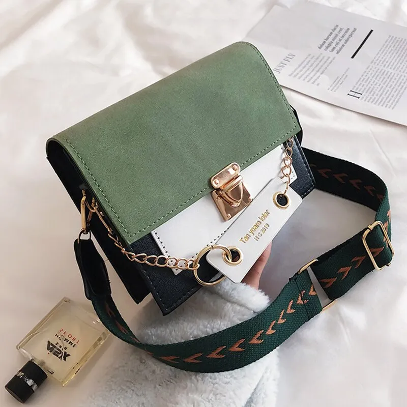 Contrast color Leather Crossbody Bags For Women Travel Handbag Fashion Simple Shoulder Messenger Bag Ladies CrossBody Bag