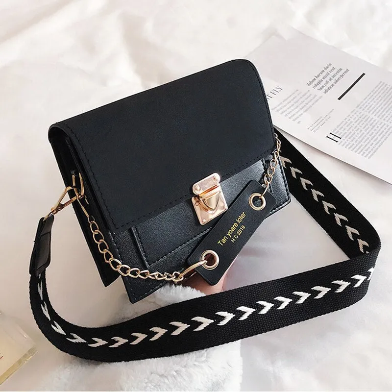 Contrast color Leather Crossbody Bags For Women Travel Handbag Fashion Simple Shoulder Messenger Bag Ladies CrossBody Bag