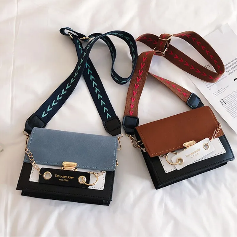 Contrast color Leather Crossbody Bags For Women Travel Handbag Fashion Simple Shoulder Messenger Bag Ladies CrossBody Bag