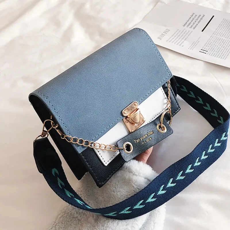 Contrast color Leather Crossbody Bags For Women Travel Handbag Fashion Simple Shoulder Messenger Bag Ladies CrossBody Bag