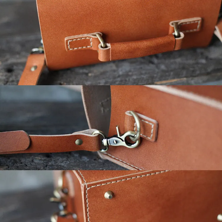 Cube Bag Womens Brown Leather Satchel Bag Handbags Crossbody Bags