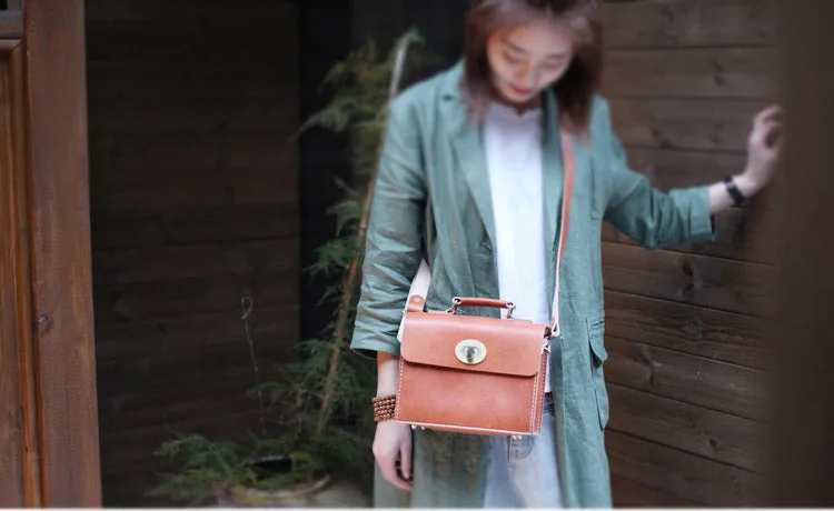 Cube Bag Womens Brown Leather Satchel Bag Handbags Crossbody Bags