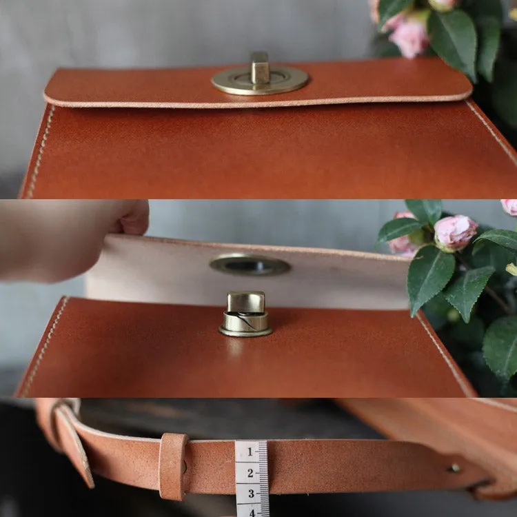 Cube Bag Womens Brown Leather Satchel Bag Handbags Crossbody Bags