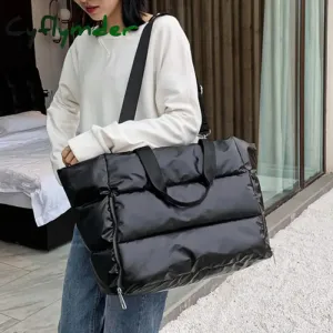 Cyflymder Large Capacity Tote Shoulder Bag for Women Waterproof Nylon Bags Space Pad Cotton Feather Down Big Female Handbags Large Capacity