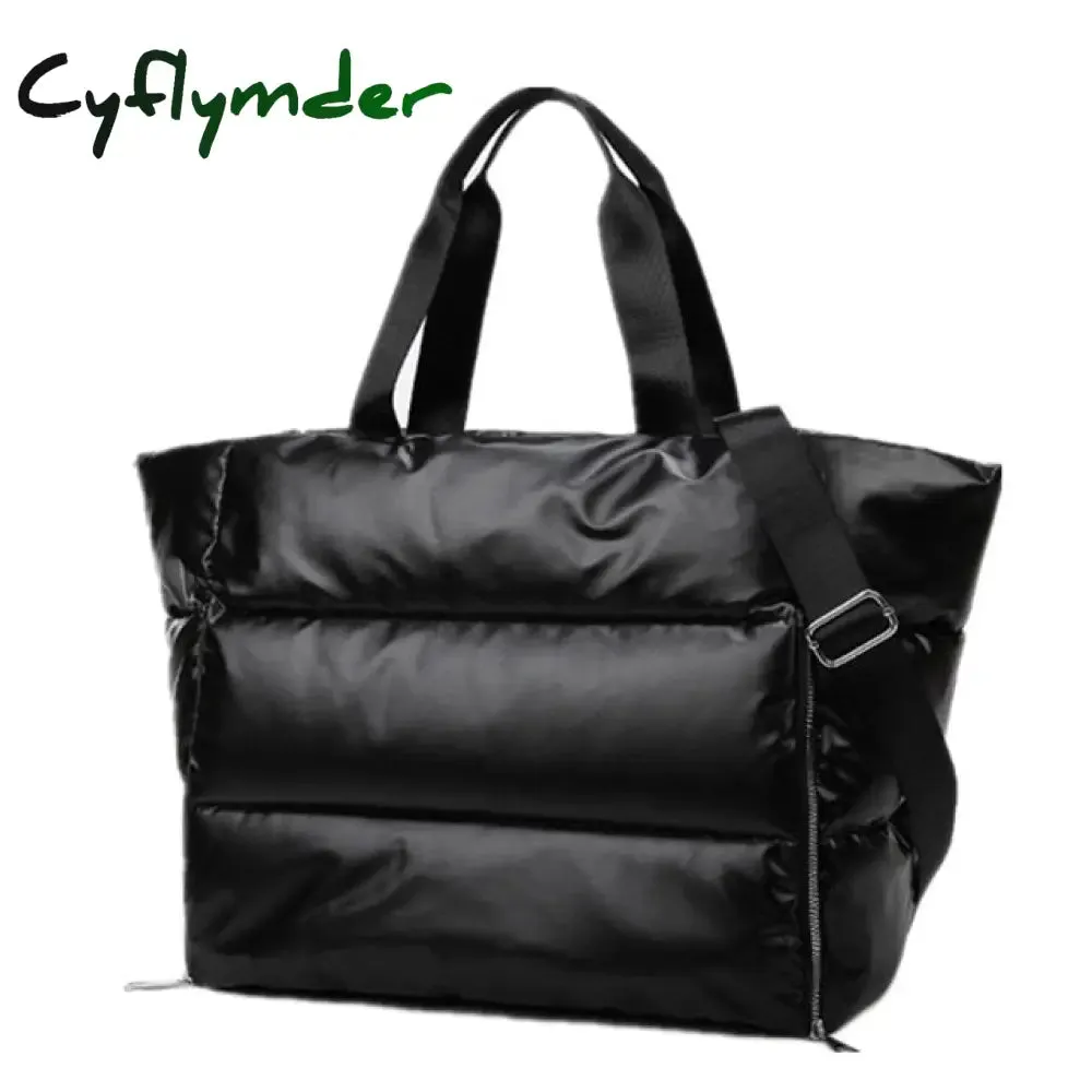 Cyflymder Large Capacity Tote Shoulder Bag for Women Waterproof Nylon Bags Space Pad Cotton Feather Down Big Female Handbags Large Capacity