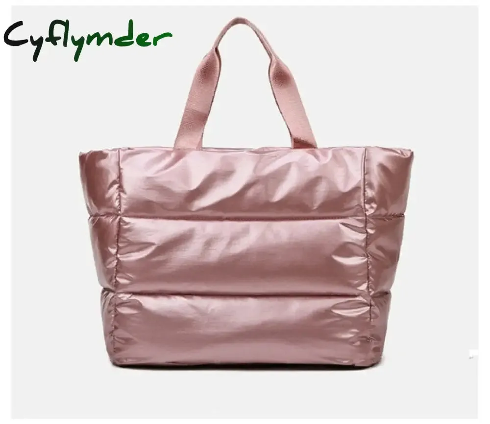 Cyflymder Large Capacity Tote Shoulder Bag for Women Waterproof Nylon Bags Space Pad Cotton Feather Down Big Female Handbags Large Capacity