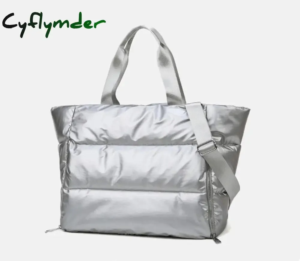 Cyflymder Large Capacity Tote Shoulder Bag for Women Waterproof Nylon Bags Space Pad Cotton Feather Down Big Female Handbags Large Capacity