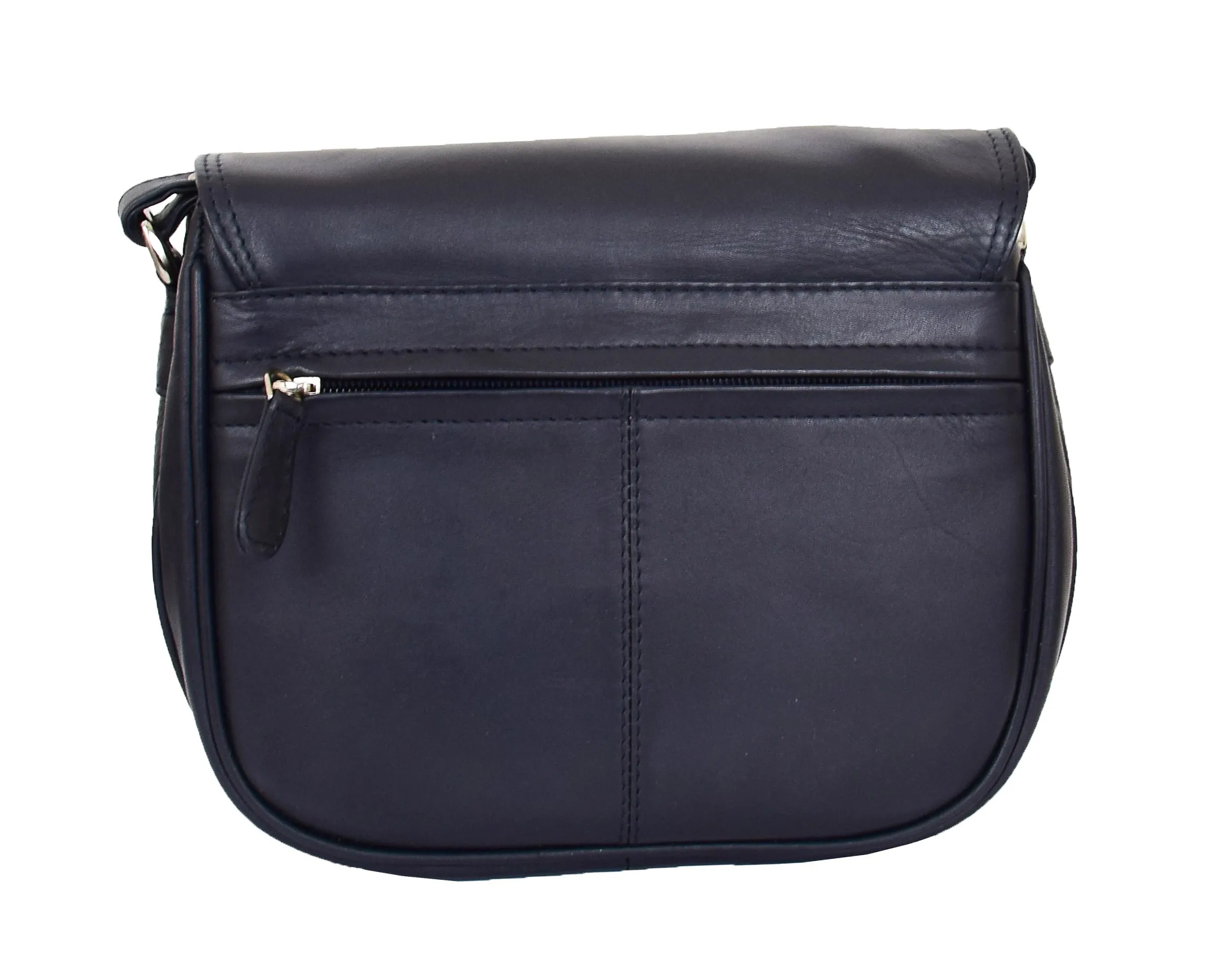 DR459 Women's Leather Cross Body Flap over Bag Navy