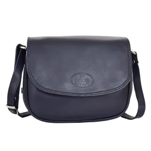 DR459 Women's Leather Cross Body Flap over Bag Navy