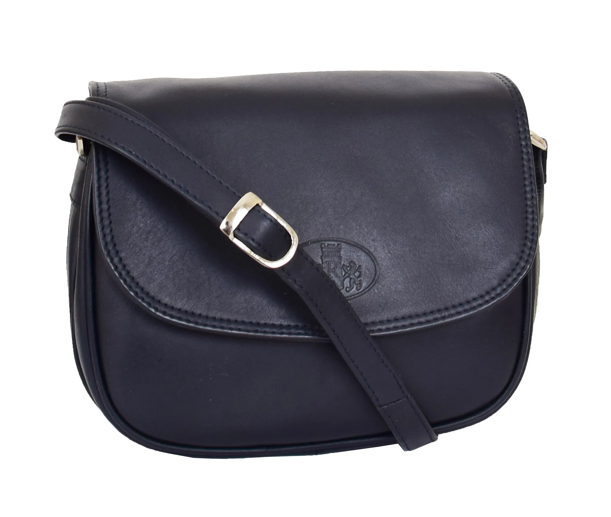 DR459 Women's Leather Cross Body Flap over Bag Navy