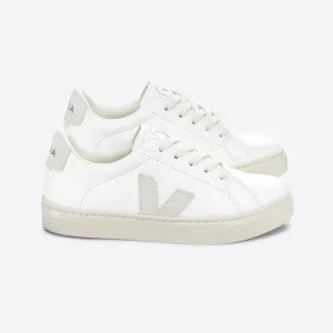 Esplar Teen Small Chrome-Free Leather Trainers in Extra White / Natural by Veja - Last One In Stock - 32 EUR