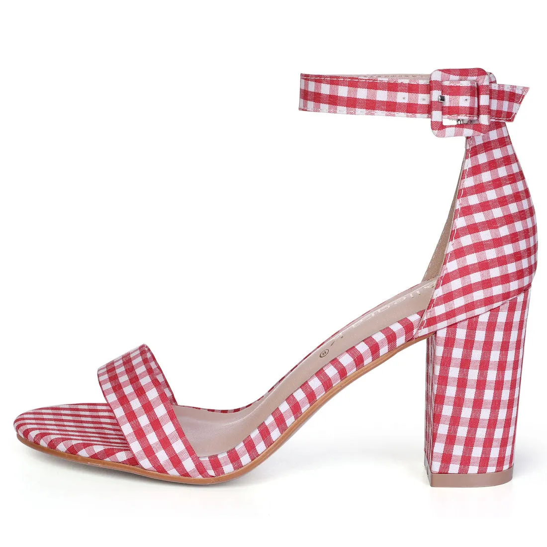 Floral Printed Open Toe Ankle Strap Block Heel Sandals