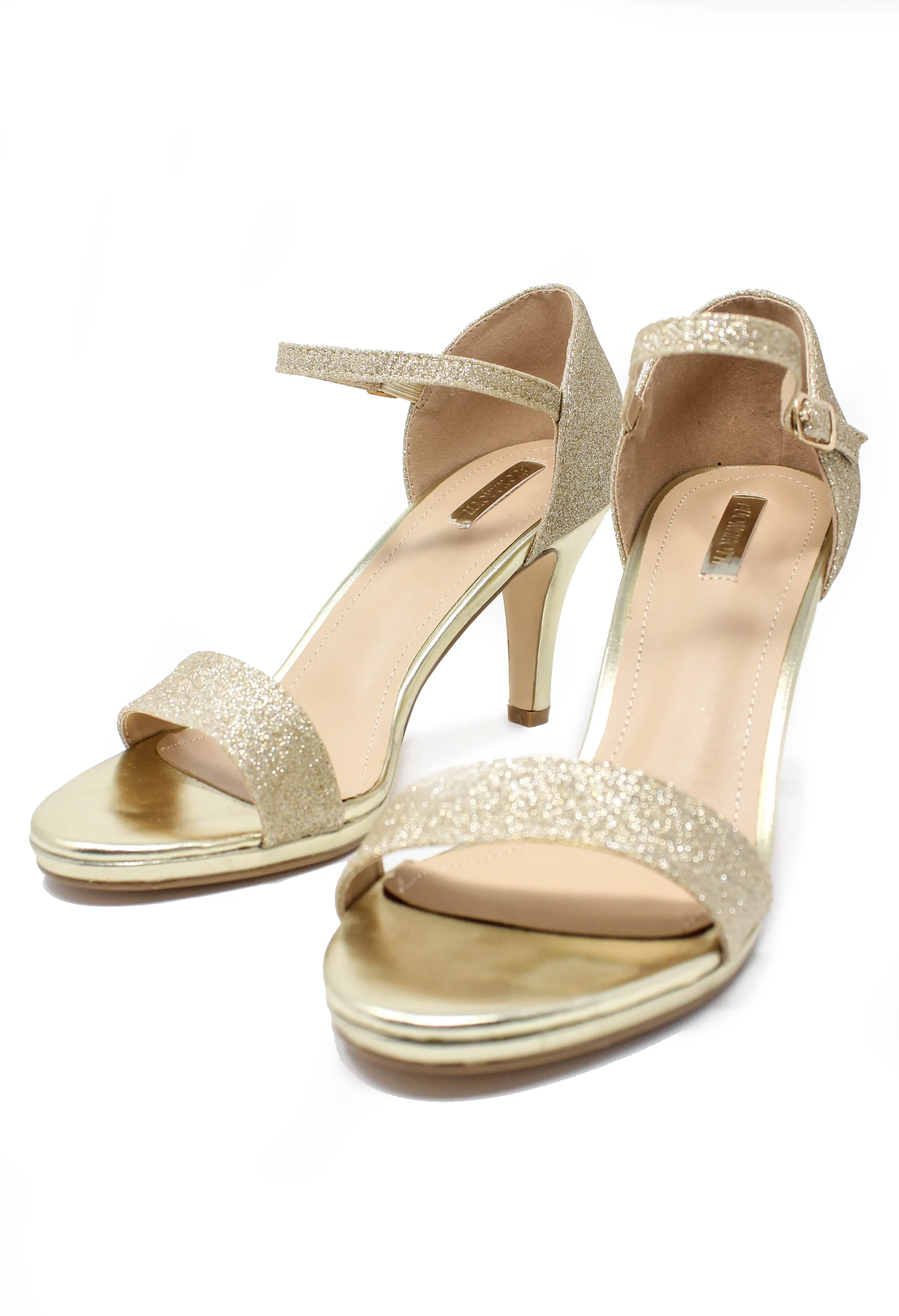 gold glitz barely there sandals