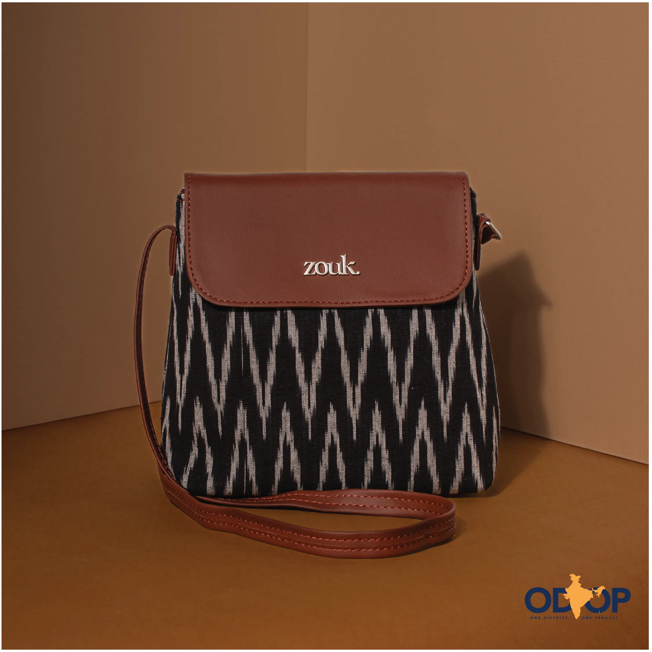 Ikat Print Flap Sling Bag