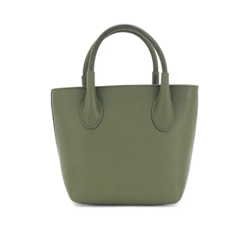 Italian Designer Leather Grab Bag - Swolit Domenico -Olive Green