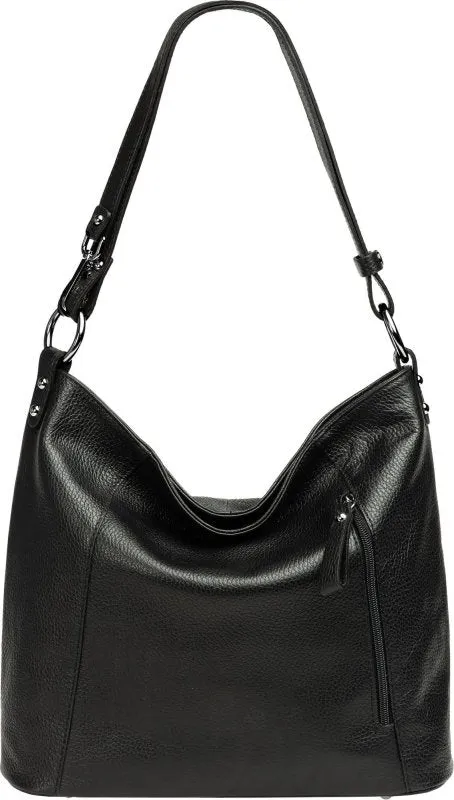 Italian Designer Leather Handbag with Adjustable Strap Stella Dark Tan