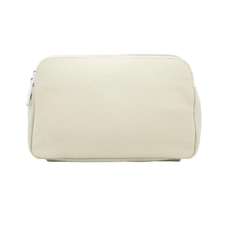 Italian Designer Leather Rectangular Triple Compartment Crossbody Tan