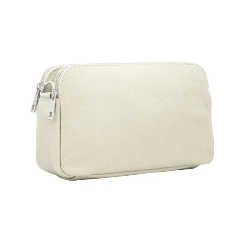 Italian Designer Leather Rectangular Triple Compartment Crossbody Tan