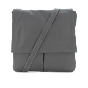 Italian Designer Soft Leather Crossbody Two Pockets- Simpsi Dark Grey