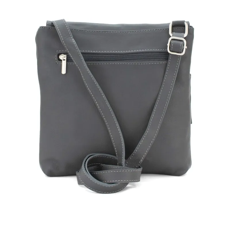 Italian Designer Soft Leather Crossbody Two Pockets- Simpsi Dark Grey