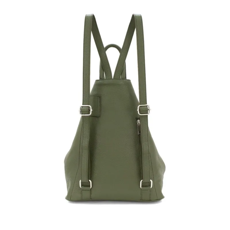 Italian Designer Soft Leather Folding Backpack -Multiuso - Pale Grey