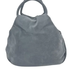 Italian Designer Soft Leather Suede Grab Handle with Zip in Grey