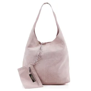 Italian Designer Soft Suede Leather  Shoulder Bag-Swolit Bellissima -Nude
