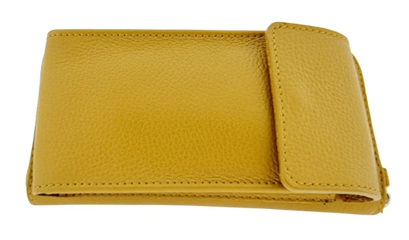 Italian Leather Cross Body Purse- Amy Mustard