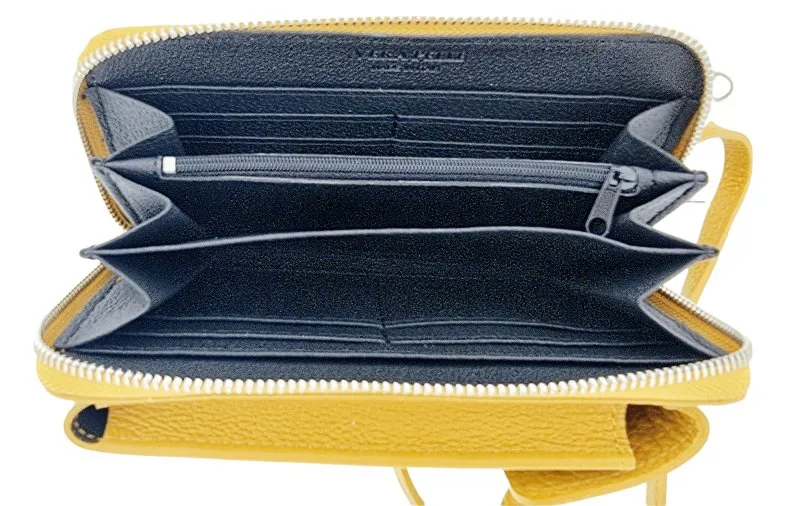 Italian Leather Cross Body Purse- Amy Mustard