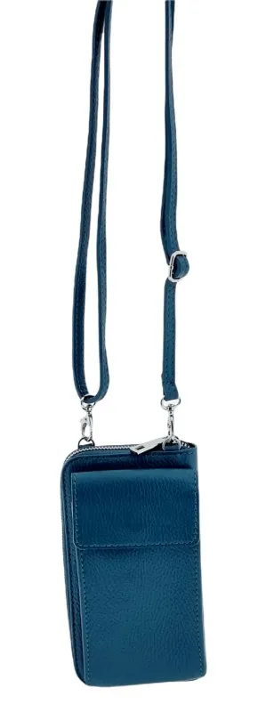 Italian Leather Cross Body Purse-Amy Navy Blue