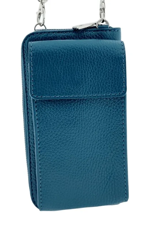 Italian Leather Cross Body Purse-Amy Navy Blue