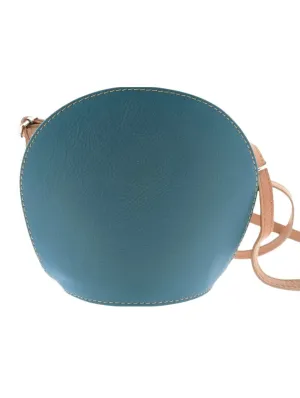 Italian Leather Crossbody Bag with Zip- Fresca- Teal