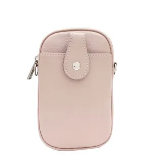 Italian Leather Front Pocket Phone Pouch Crossbody Purse- Pexie Nude
