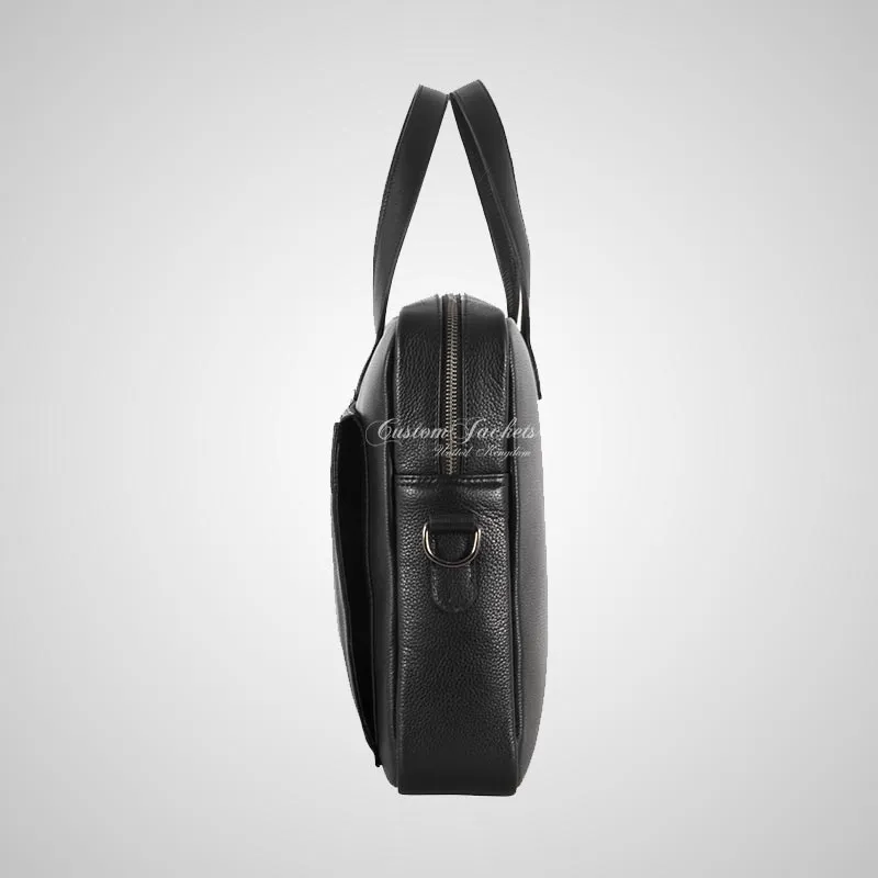 Laptop Bag Black Leather Briefcase Shoulder Messenger Bag