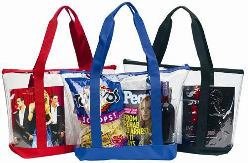 Large Clear Tote Bag with zipper closure (CH-706-ROY)