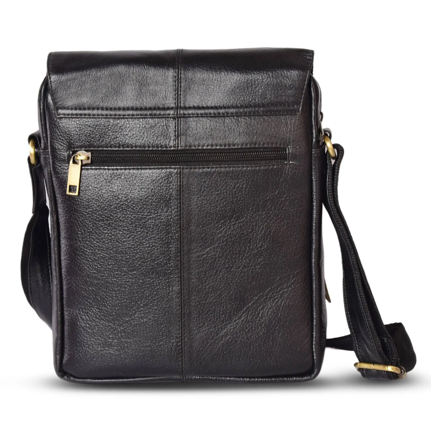 Leather Messenger Bag 36819 (BLACK)