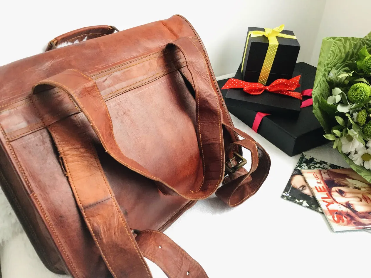 Leather Satchel Backpack 15"