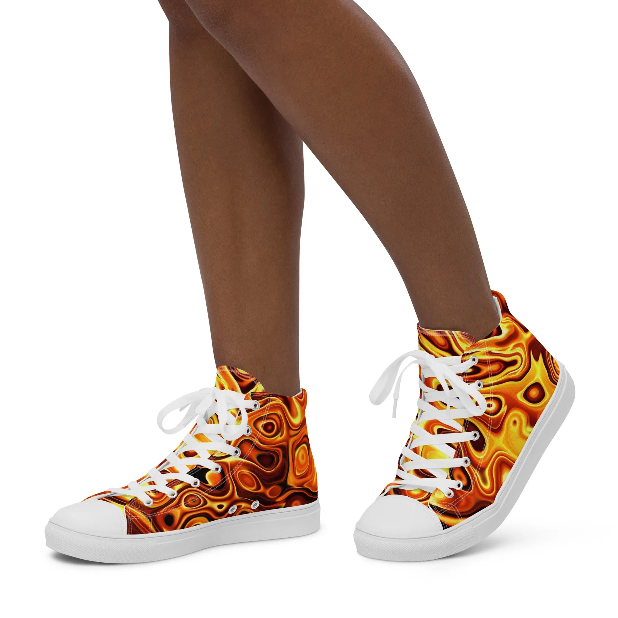 Liquid Gold Print Women’s high top canvas shoes