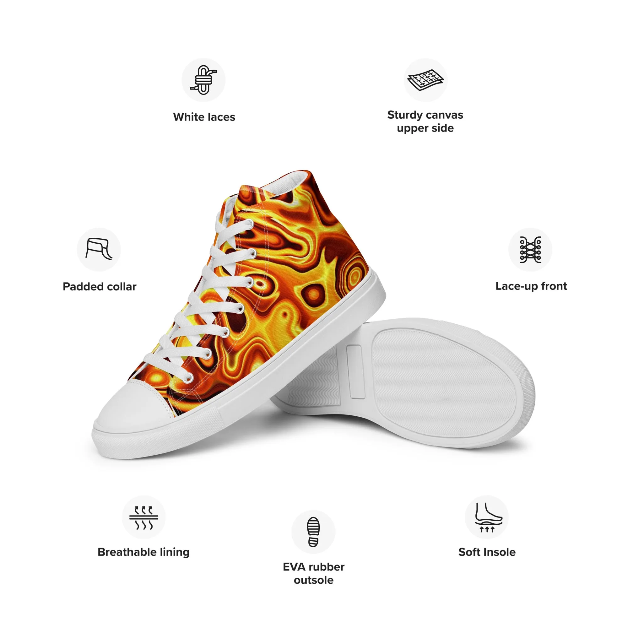 Liquid Gold Print Women’s high top canvas shoes