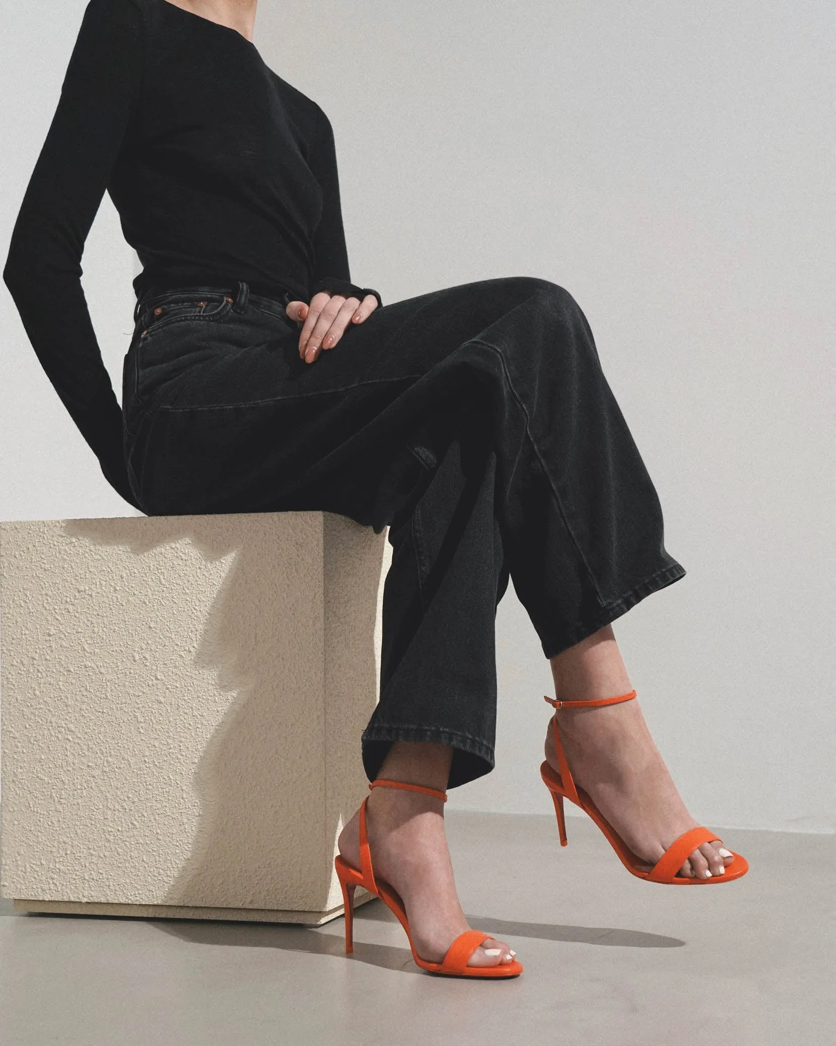 Loubigirl 85 orange leather sandals