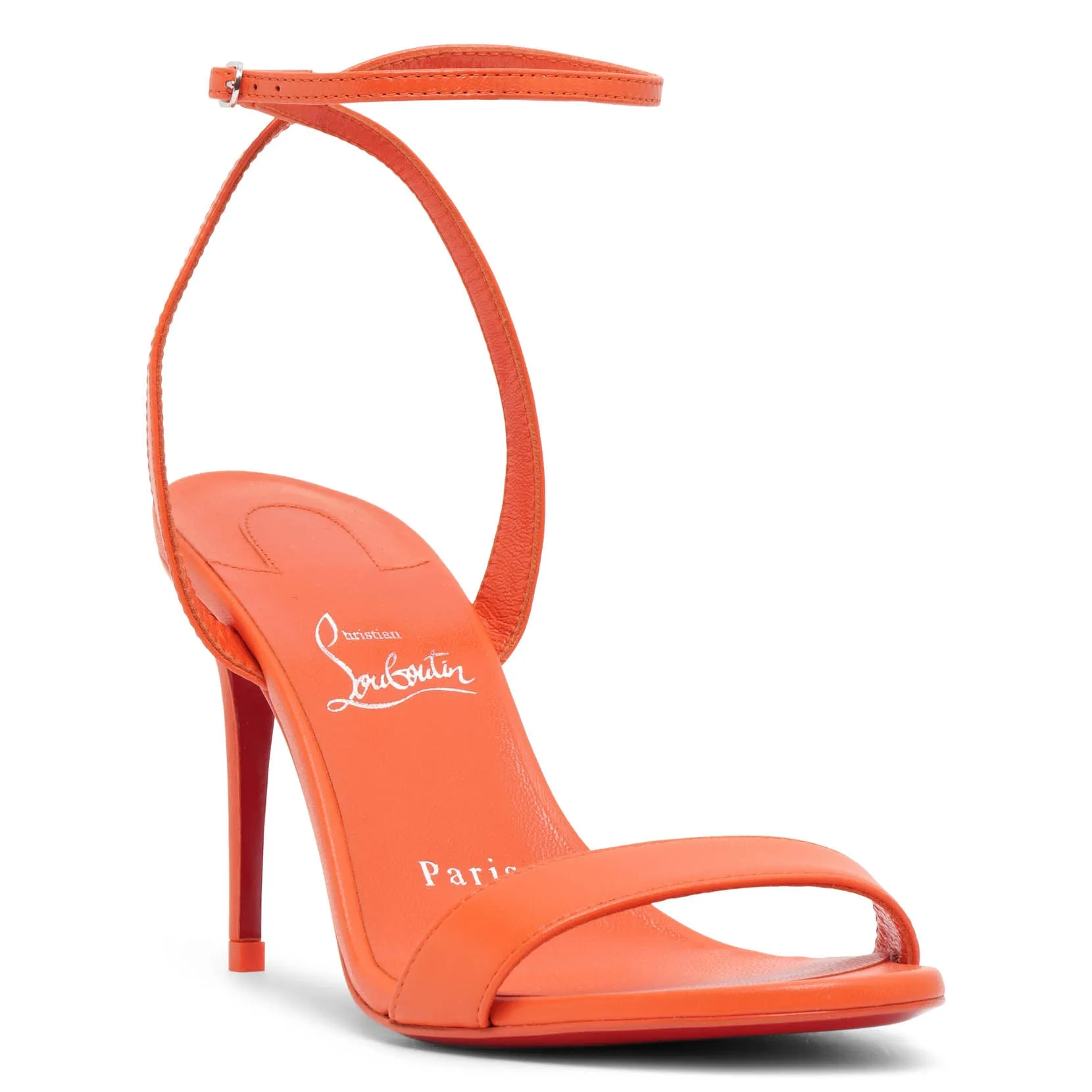 Loubigirl 85 orange leather sandals