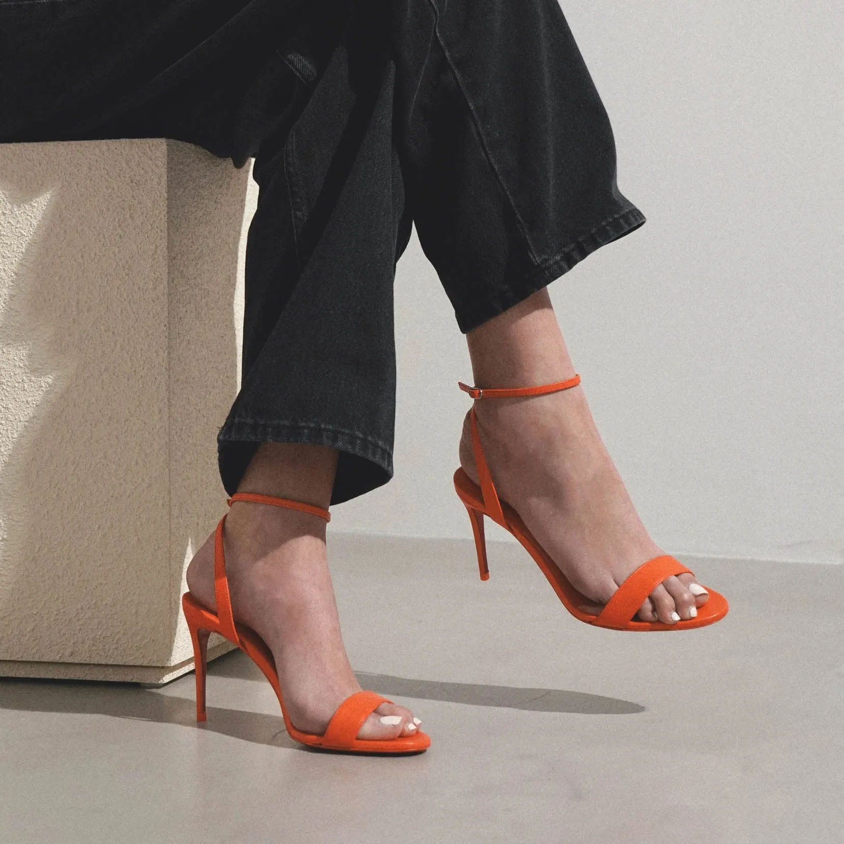 Loubigirl 85 orange leather sandals