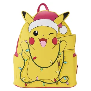 Loungefly x Pokemon Santa Pikachu Christmas Lights Light Up Mini Backpack