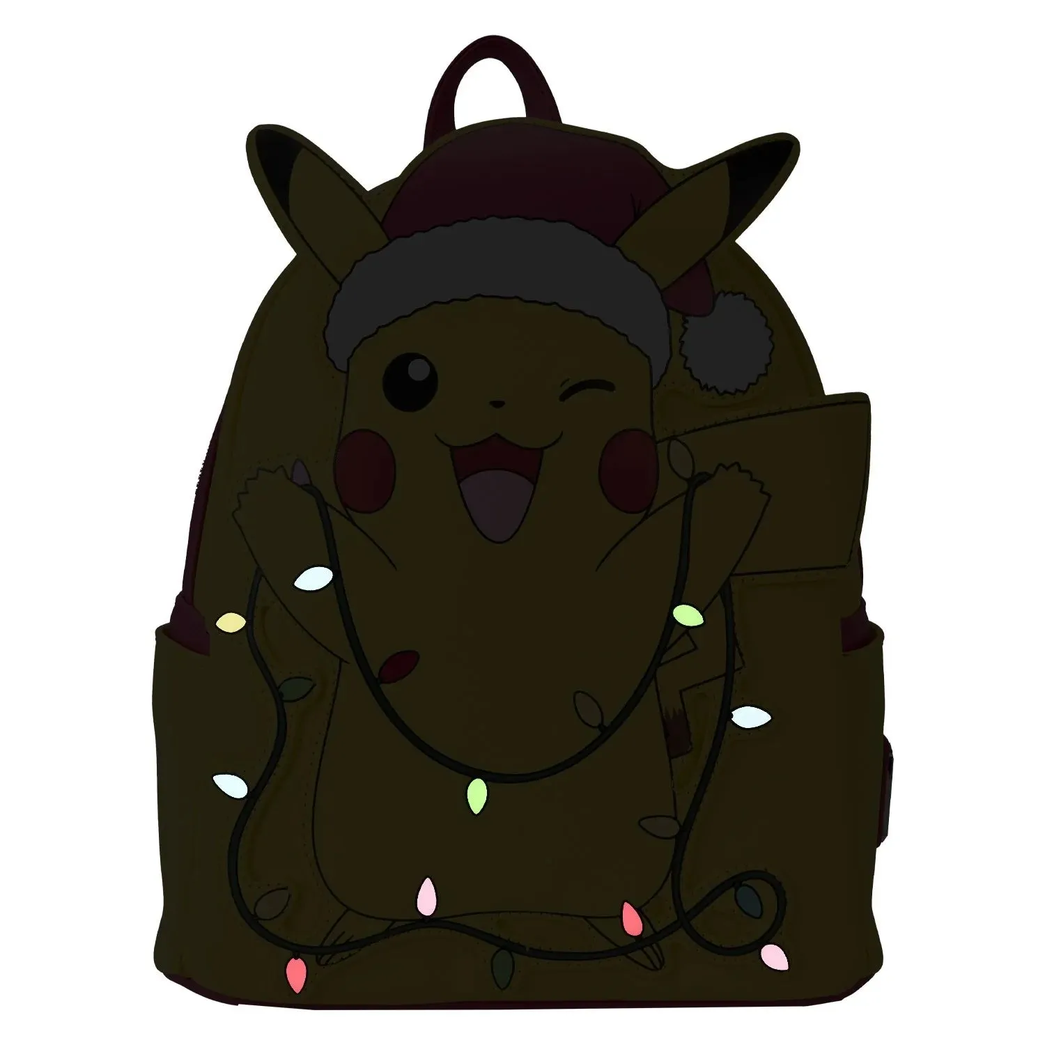 Loungefly x Pokemon Santa Pikachu Christmas Lights Light Up Mini Backpack