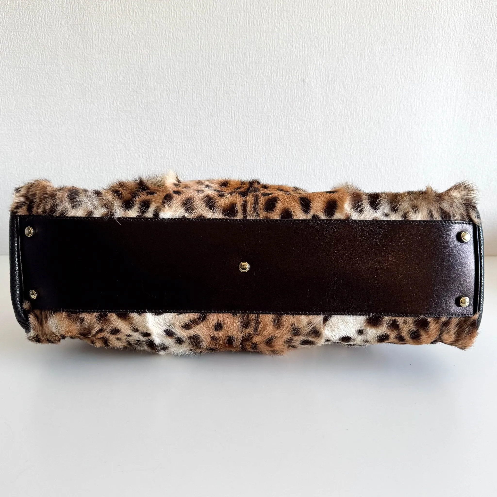 Marcello Leopard Print Fur / Leather Shoulder Tote Handbag