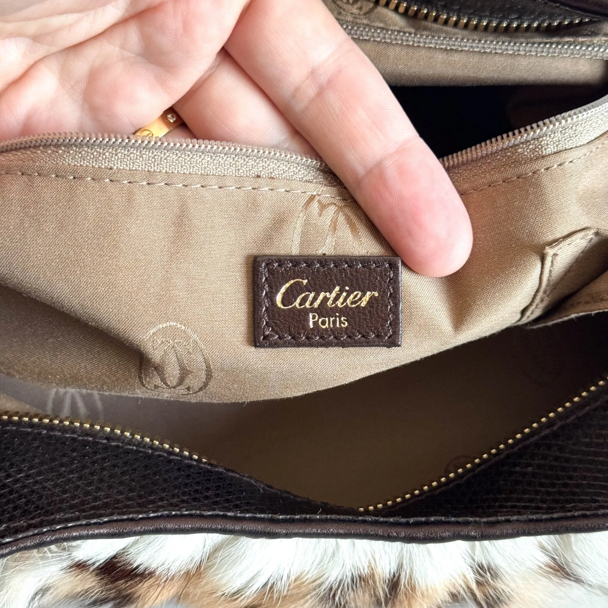 Marcello Leopard Print Fur / Leather Shoulder Tote Handbag