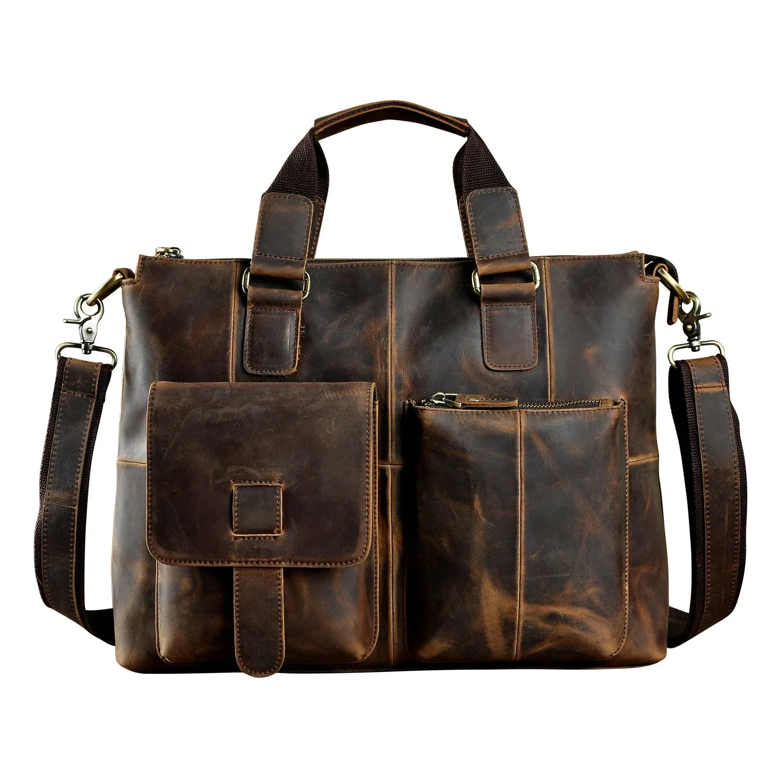Men Genuine Leather Office Business Briefcase Laptop Bag