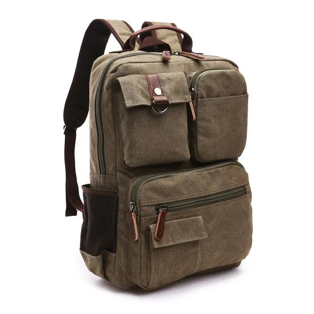 Men Laptop Rucksack Canvas School Travel for Teenage Bagpack Computer Knapsack Bags