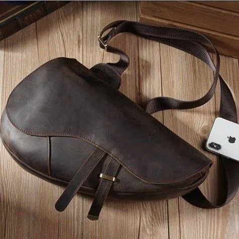 Mens Leather Sling Bag Casual Crossbody Bags