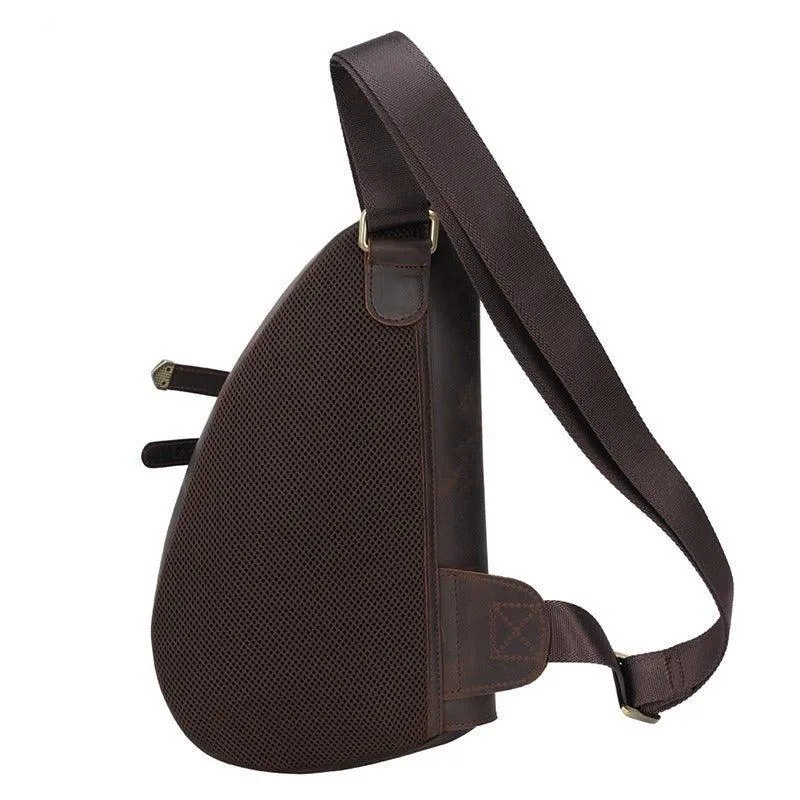 Mens Leather Sling Bag Casual Crossbody Bags